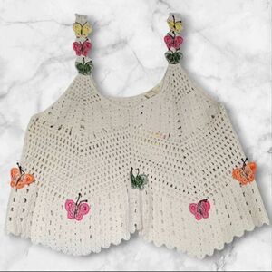 Rebellion Again Size Large Butteryfly Crocheted Tank